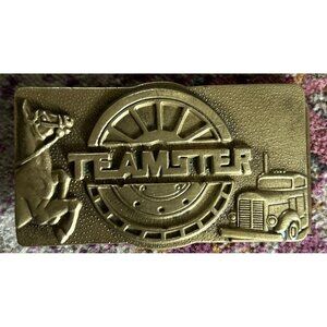 Vintage 1978 Brass Baron Teamsters Union Belt Buckle #6028 Horse Semi